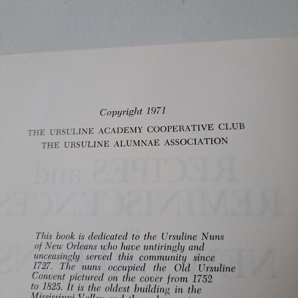 VTG Recipes & Reminiscences of New Orleans Cookbook Ursuline Academy 1971 Cajun - Picture 7 of 15